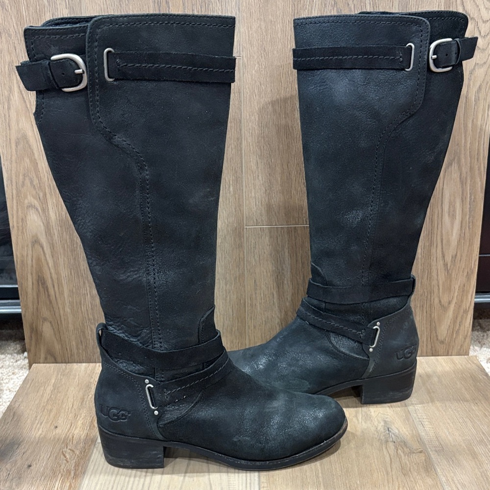 UGG Darcie Nubuck Riding Boots Shearling Footbed 1004172